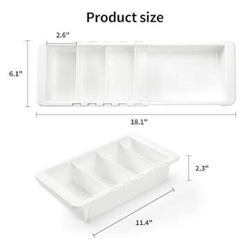 Souyoyu Plastic Drawers Organizer for Office Bathroom Bedroom Kitchen Desk - 1 Layers More White Storage Tray - Expandable 11.4-18.1 Inches