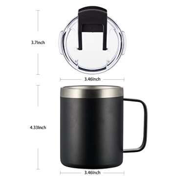 ALOUFEA 12oz Insulated Coffee Mug with Lid
