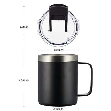 ALOUFEA 12oz Insulated Coffee Mug with Lid