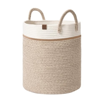 LA JOLIE MUSE Woven Basket Rope Storage Baskets - Large Cotton Organizer for Baby, Toys & Laundry