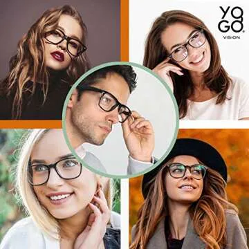 Yogo Vision Blue Light Blocking Computer Glasses Anti Glare Reduce Eyestrain Eyeglasses for Computers Screens for Men and Women (4 pack)