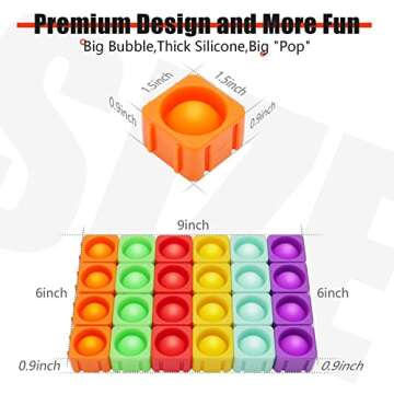 Pop Blocks Fidget Toys, Rainbow Silicone Popper Infinity DIY Building Blocks CVC Words Learning Phonics Color Recognition Game Anxiety Stress Reliever Autistic Sensory Toy (Rainbow)