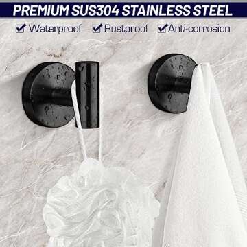 SANGFOR Towel Hooks, 4 Pack Hooks for Bathrooms, Heavy-Duty Hook Bathroom Wall Mounted, SUS304 Stain...