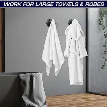 SANGFOR Towel Hooks, 4 Pack Hooks for Bathrooms, Heavy-Duty Hook Bathroom Wall Mounted, SUS304 Stainless Steel Towels, Matte Black Hanging Towels,Robes,Coats