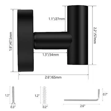 SANGFOR Towel Hooks, 4 Pack Hooks for Bathrooms, Heavy-Duty Hook Bathroom Wall Mounted, SUS304 Stainless Steel Towels, Matte Black Hanging Towels,Robes,Coats