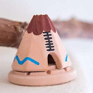 Incienso de Santa Fe Teepee Natural Wood Incense Burner with 20 Piñon Incense Bricks - Crafted in t...