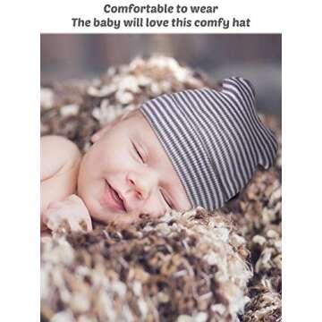 Geyoga Newborn Baby Boy Hat Newborn Beanie Stripes Hat Toddler Soft Caps Infant Cotton Knit Caps for Baby Boys 0-6 Months(Cute Colors,4 Pieces)