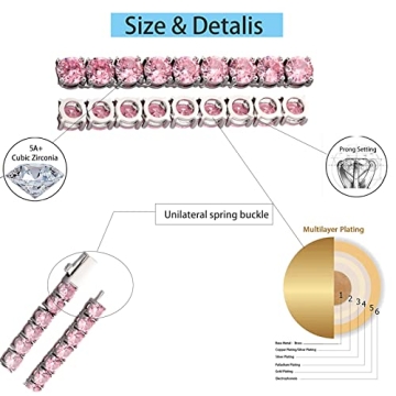 OYOGAA 5MM Colorful Tennis Necklace for Men and Women