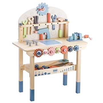 Tool Bench for Kids - Wooden Play Workbench with Tools