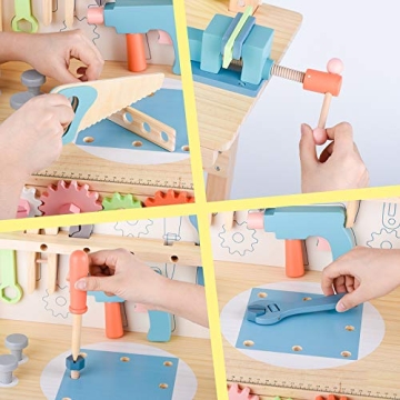 Tool Bench for Kids - Wooden Play Workbench with Tools