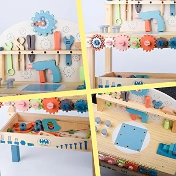 Tool Bench for Kids - Wooden Play Workbench with Tools