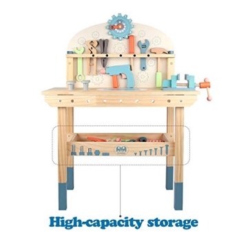 Tool Bench for Kids - Wooden Play Workbench with Tools