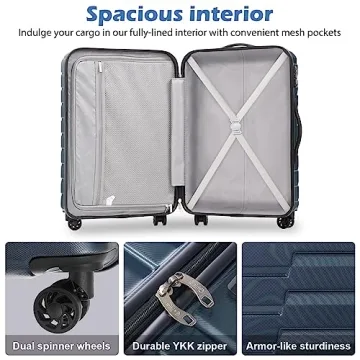 Coolife Expandable Suitcase Luggage Set - 3 Piece Set