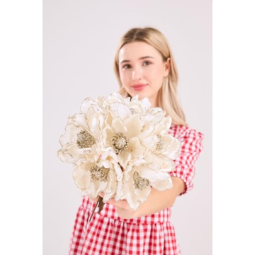 vctops 10 PCS Glitter Flowers for Christmas Decor