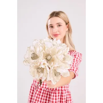 vctops 10 PCS Glitter Flowers for Christmas Decor