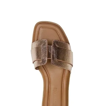 Stratuxx Kaze Womens Flat Sandals Flat Slide Sandals White,Black, Brown,Metallic Flat Sandals Leopard