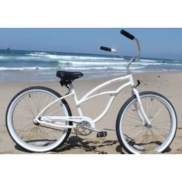 Firmstrong Urban Women's Beach Cruiser Bike, Single Speed Bicycle, 26 Inch Wheels, Aluminum, White