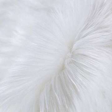 Carvapet Fluffy Shaggy Soft Faux Sheepskin Fur Area Rugs Floor Mat Chair Sofa Cover Beside Carpet for Bedroom Living Room, 2ft x 3ft, White