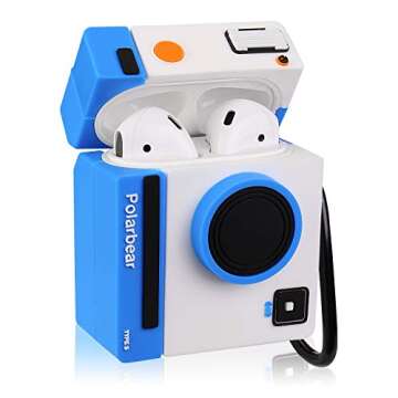 Lupct White Camera Compatible with Airpods 1/2 Case Silicone,Cute Cartoon 3D Cool Air pods Design Co...