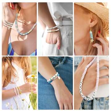 LZOUOWO 5300 Clay Beads Bracelet Making Aesthetic Kit, Polymer Heishi Preppy Letter Beads for Friend...