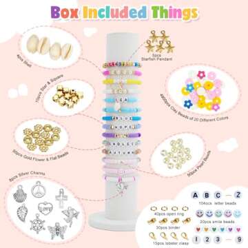LZOUOWO 5300 Clay Beads Bracelet Making Aesthetic Kit, Polymer Heishi Preppy Letter Beads for Friendship Bracelet, Pearl Disc Beads Charms for Jewelry Making, DIY Creative Gift for Girls 8-12 Teens