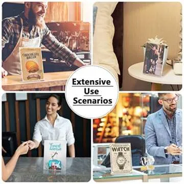 MaxGear Acrylic Sign Holder, 5 X 7 inches Clear Plastic Paper Holder, Slant Back Design Table Acrylic Frames Plastic Display Stand for Office, Home, Store, Restaurant, Vertical, 12 Pack