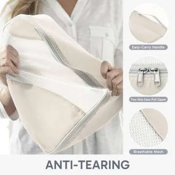 ALL INCLUDED 10 Set Durable Packing Cubes for Suitcases,OlarHike Essentials for Travel, UPGRADED Anti-Tear Stitching, NEW Improved Luggage Packing Organizers for Travel Accessories(Cream)