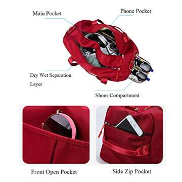 KARRESLY Sports Gym Bag for Women Travel Duffel Bag with Wet Pocket and Shoes Compartment for Training Swim Yoga(Pink)