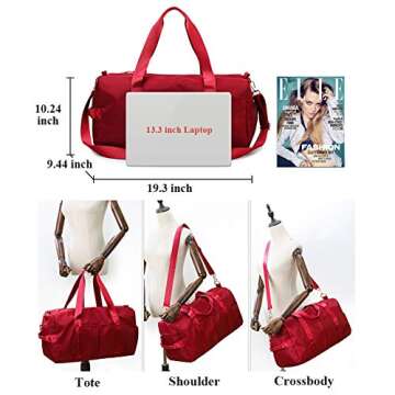 KARRESLY Sports Gym Bag for Women Travel Duffel Bag with Wet Pocket and Shoes Compartment for Training Swim Yoga(Pink)