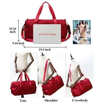 KARRESLY Sports Gym Bag for Women Travel Duffel Bag with Wet Pocket and Shoes Compartment for Training Swim Yoga(Pink)