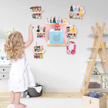Taladad Toniebox Starter Set: Wall Mounted Shelf, Tonies Storage, Magnetic Wooden Floating Shelves f...