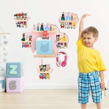 Taladad Toniebox Shelf: Magnetic Floating Storage for Kids