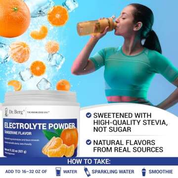 Dr. Berg Zero Sugar Hydration Keto Electrolyte Powder - Enhanced w/ 1000 mg of Potassium & Real Pink Himalayan Salt (NOT Table Salt) - Tangerine Flavor Hydration Drink Mix Supplement - 50 Servings