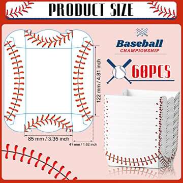 60 Pack Baseball Party Supplies Set Birthday Decorations Disposable Boats Paper Food Serving Tray fo...