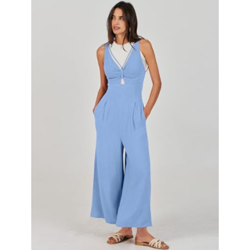 Versatile ANRABESS Women's Summer Jumpsuit in Sky Blue