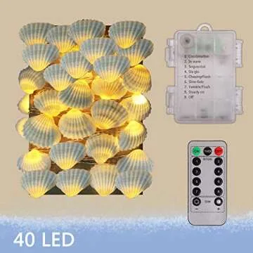 Seashell String Lights 13.85 Ft 40 LED Waterproof Remote Remote