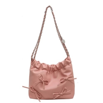 Bow Tie Coquette Bucket Bag - Trendy PU Leather Shoulder Bag for Women