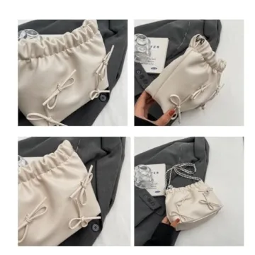 Bow Tie Coquette Bucket Bag Stylish Crossbody Purse