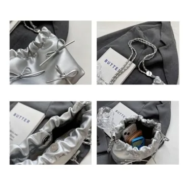 Bow Tie Coquette Bucket Bag Stylish Crossbody Purse