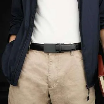 HIMI Comfort Leather Ratchet Dress Belt - Suit Pant Size 28"-44"