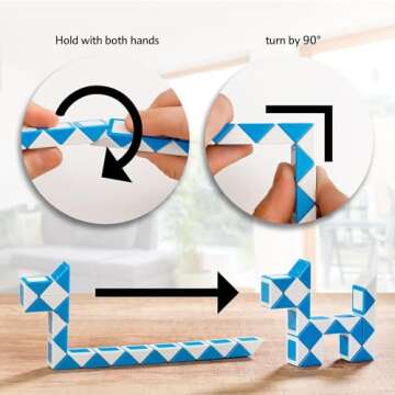 CUBIDI® Magic Snake Cube | Fidget Snake Toy for Kids | Travel Toys for Kids Ages 4-8 | Great Gift for Boys and Girls Birthday, Easter Basket Stuffers | 0.35 inch x 0.55 inch | Set of 6