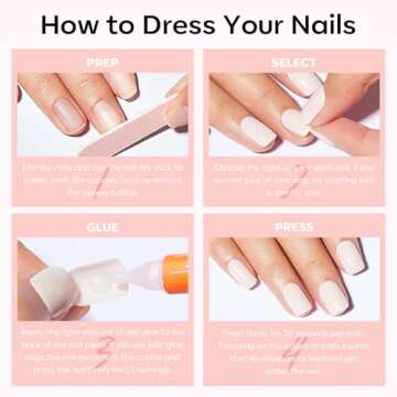 Modelones Press on Nails, Red Chrome French Short Square Fake Nails, Spring Easter Reusable Nail Kit with Nail Glue Adhesive Tabs Mini Nail File, Nails Press Ons 32Pcs16 Sizes, Women Girl Gift