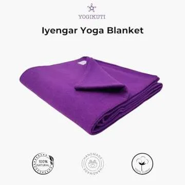 YOGIKUTI Yoga Blanket, 100% Cotton Hand Woven Blanket, Blanket for Restorative Yoga, Pune Iyengar Yoga Blanket, (Purple)