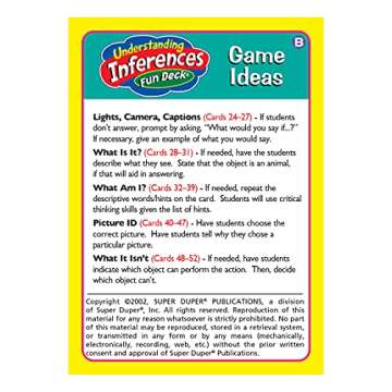 Super Duper Publications | Understanding Inferences Fun Deck | Problem Solving and Reasoning Skills Flash Cards | Educational Learning Materials for Children