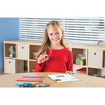 hand2mind Plastic Double-Sided Decimal and Fraction Tiles, Montessori Math Materials, Fraction Manipulatives, Unit Fraction, Fraction Bars Math Manipulatives, Homeschool Supplies (Set of 51)