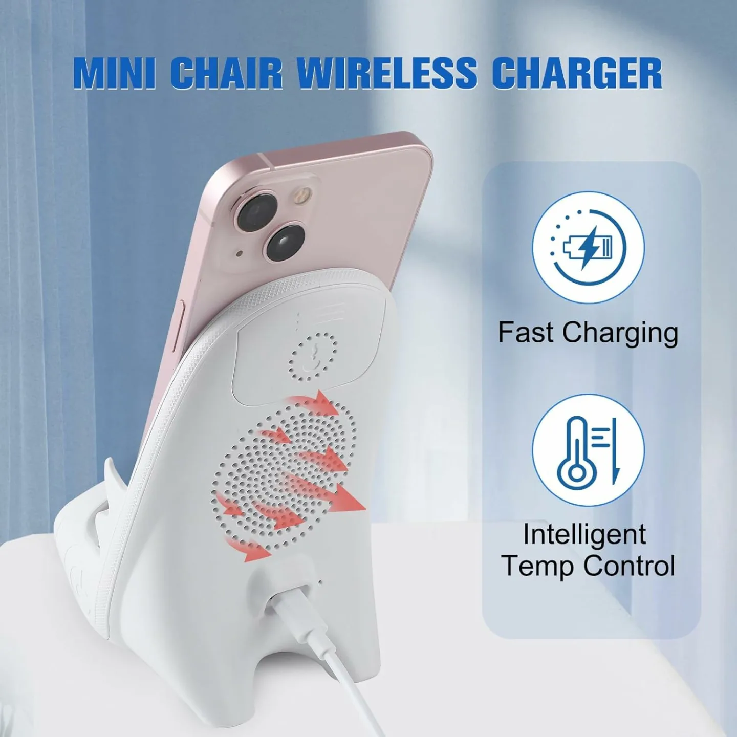Mini Chair Wireless Charger with Speaker & Phone Stand