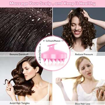 Shampoo Brush, Silicone Scalp Massager Hair Brush Head Massager Hair Growth Scrubber for Straight Curly Long Short Thick Thin Wet Dry Hair for Men Women Kids Pets, Pink