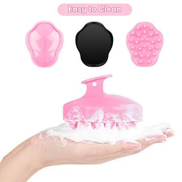 Shampoo Brush, Silicone Scalp Massager Hair Brush Head Massager Hair Growth Scrubber for Straight Curly Long Short Thick Thin Wet Dry Hair for Men Women Kids Pets, Pink