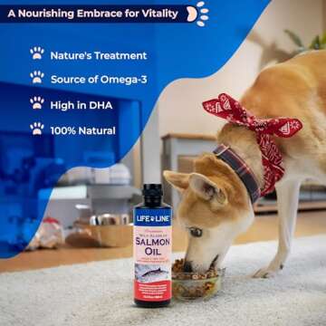 Life Line Pet Nutrition Wild Alaskan Salmon Oil Omega-3 Supplement for Skin & Coat – Supports Brai...