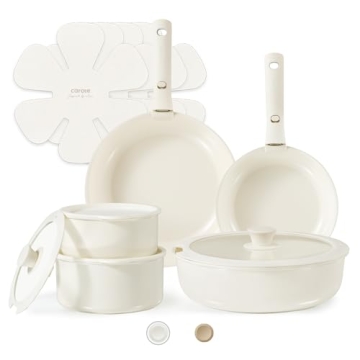 CAROTE 15pcs Ceramic Non Stick Cookware Set for RVs